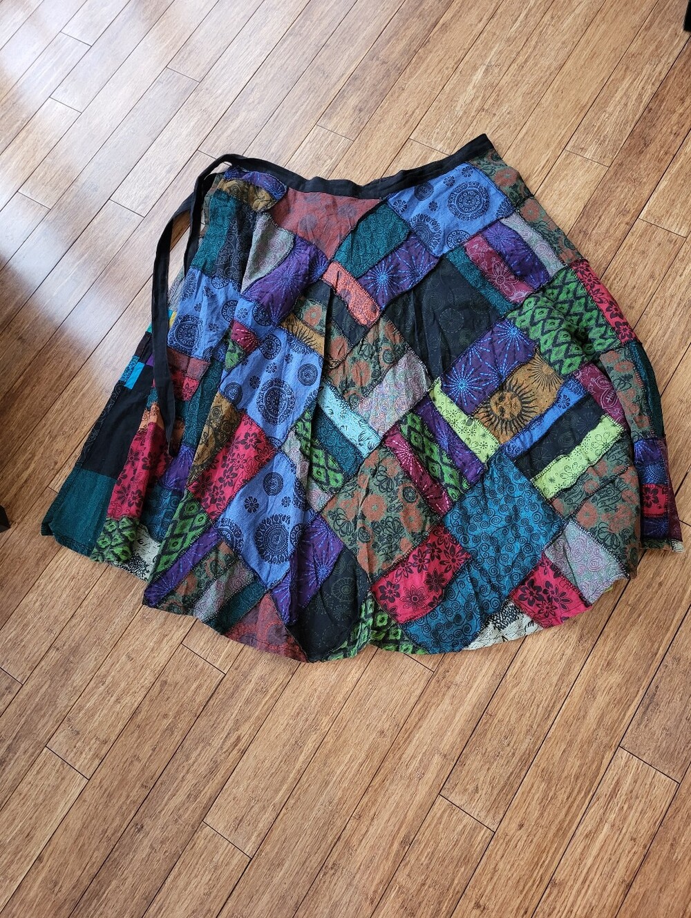 The Royal Collection Cotton Patchwork Wrap Skirt Medium Made In Nepal - Picture 4 of 7